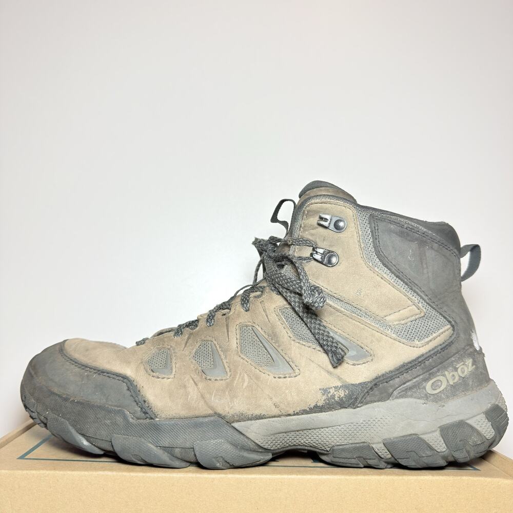 Oboz Sawtooth X Mid B-DRY Waterproof Hiking Boots Mens Size 12 Gray Trail Shoes